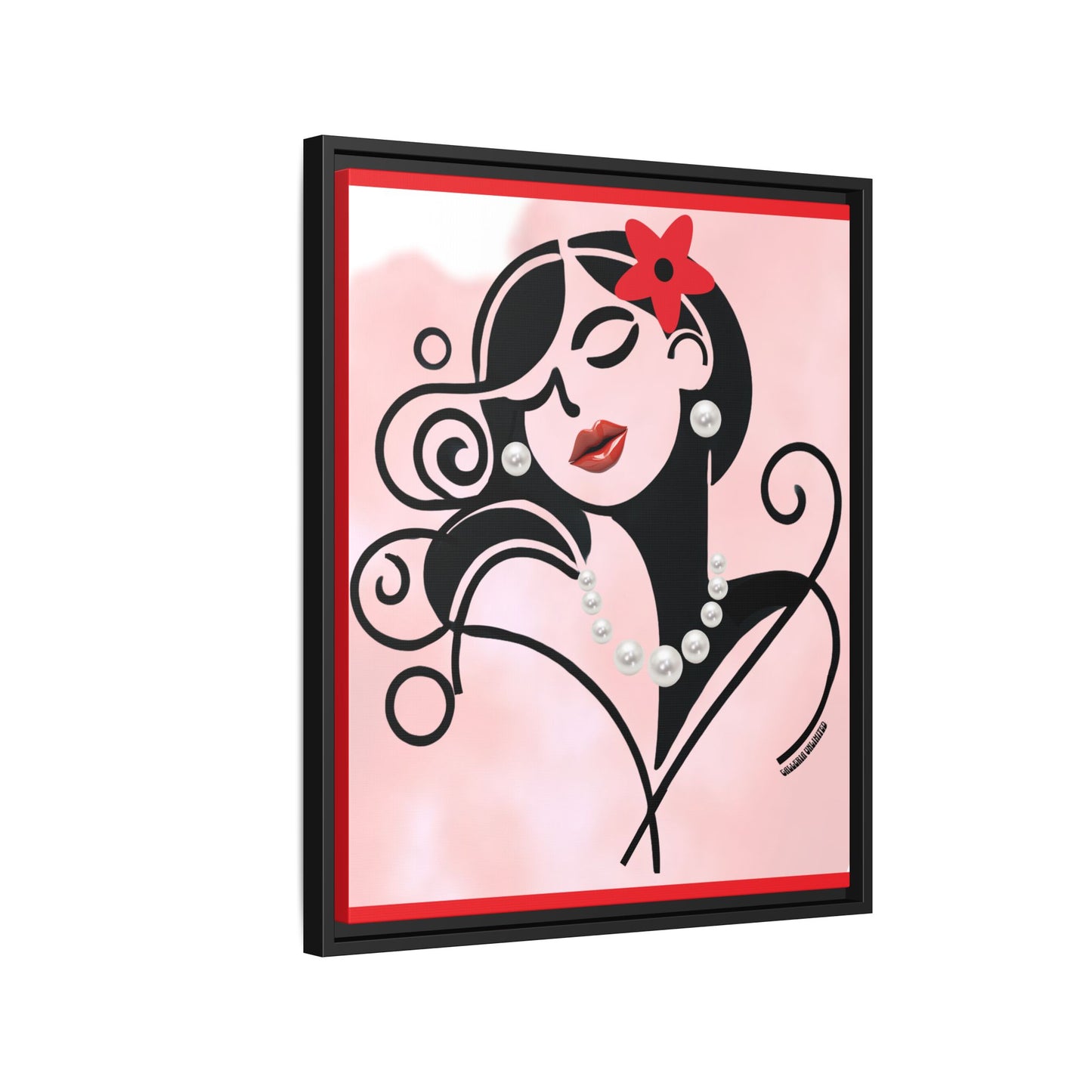 Pearls & Curls 4 | Cherry Kiss Framed Matte Canvas Wall Art (black or white frame)