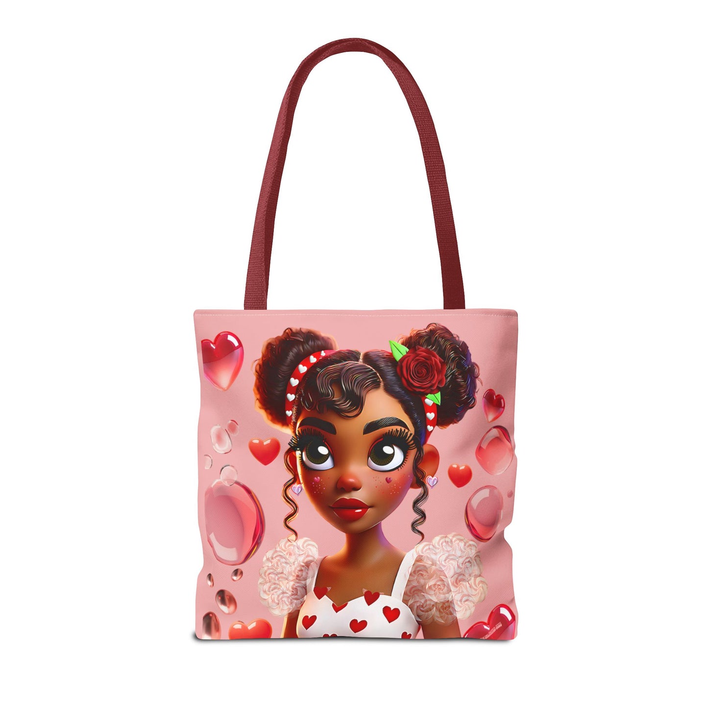 Heartbreaker Girl | Bubble Gum All -Over-Print Two-Tone Tote Bag (multiple strap colors)
