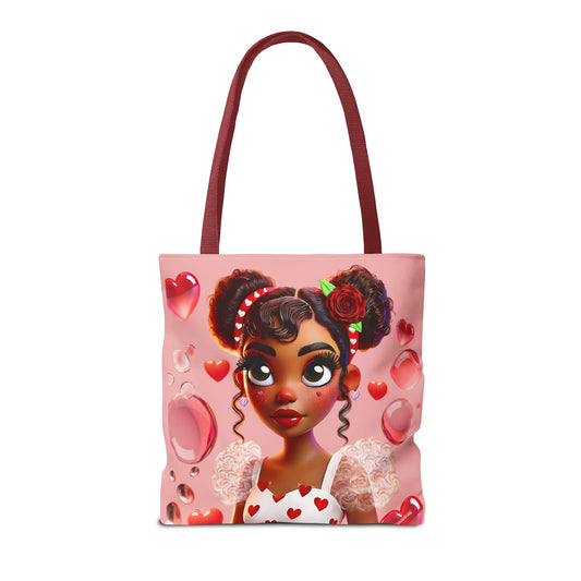 Heartbreaker Girl | Bubble Gum All -Over-Print Two-Tone Tote Bag (multiple strap colors)