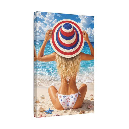 Stars, Stripes, & Sunlight | Coastal Blonde, Satin Canvas, Stretched