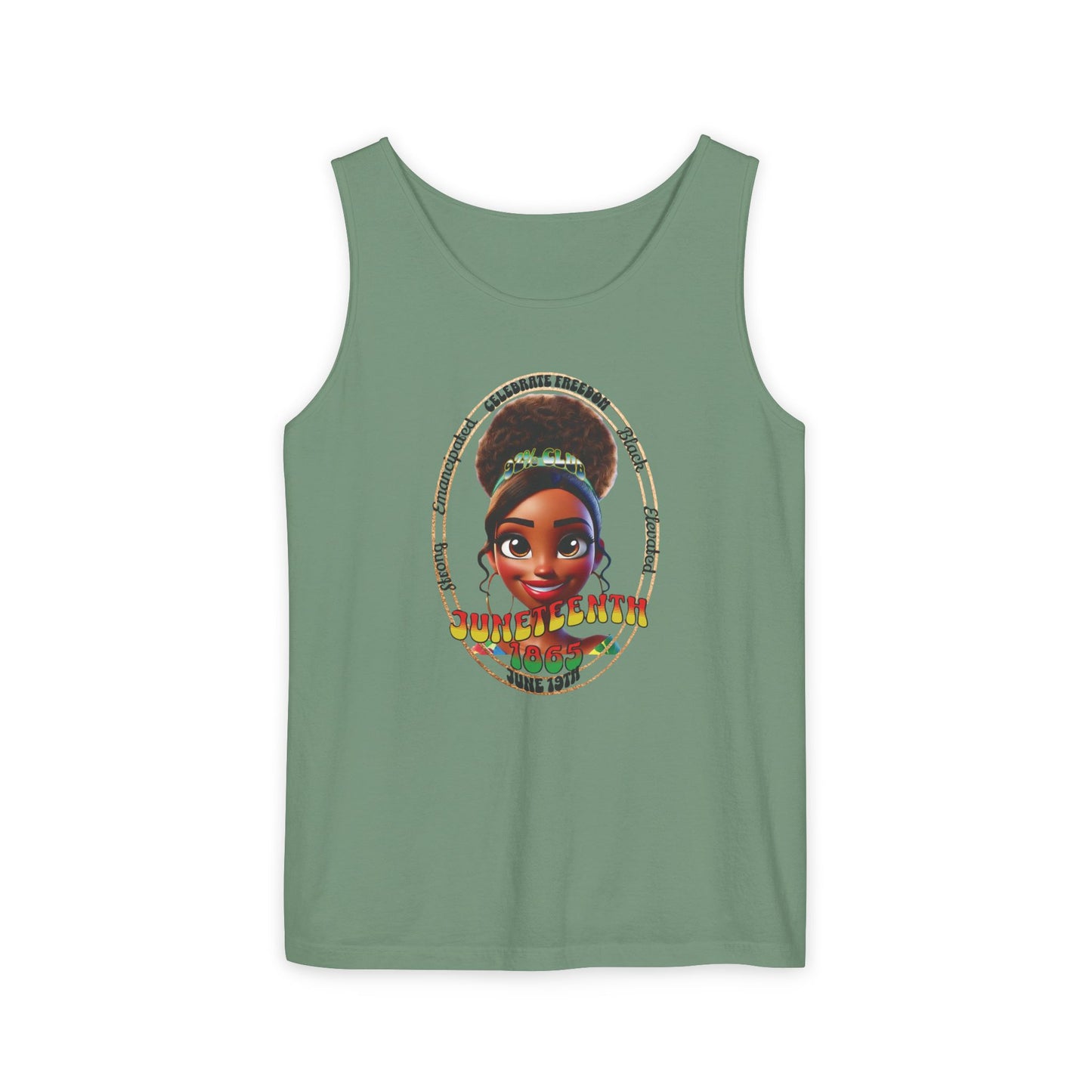 The 92% Club | Juneteenth Celebration Tank Top, front and back design (multiple colors)