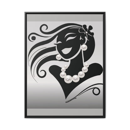 Pearls & Curls6 | Black and White - Framed Matte Canvas Art (black or white frame)