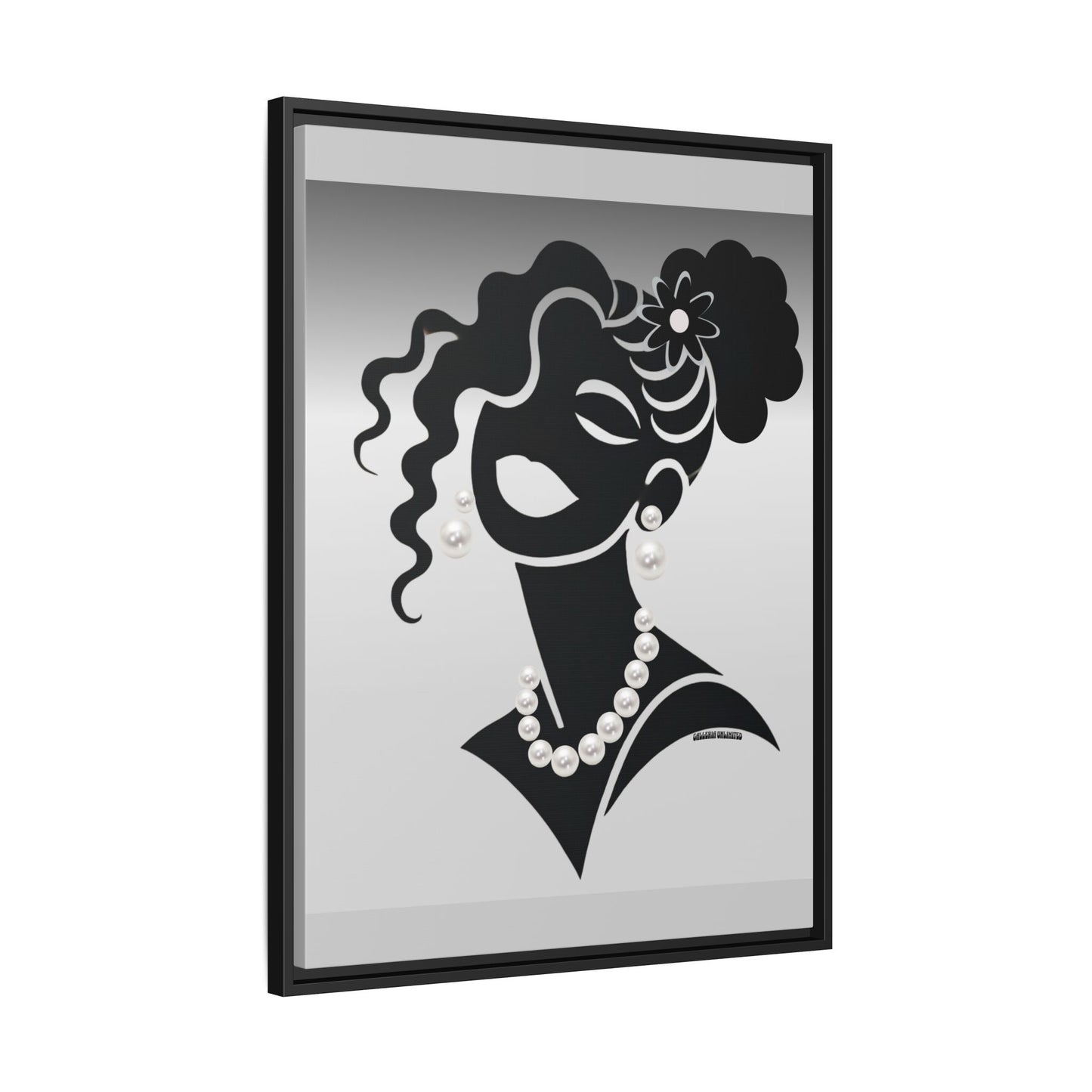 Pearls & Curls 2 | Black and White Framed Matte Canvas Wall Art (black or white frame)