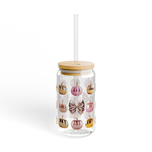 The Cozy Edit2 - Rose Gold Pumpkin Sipper Glass, 16oz