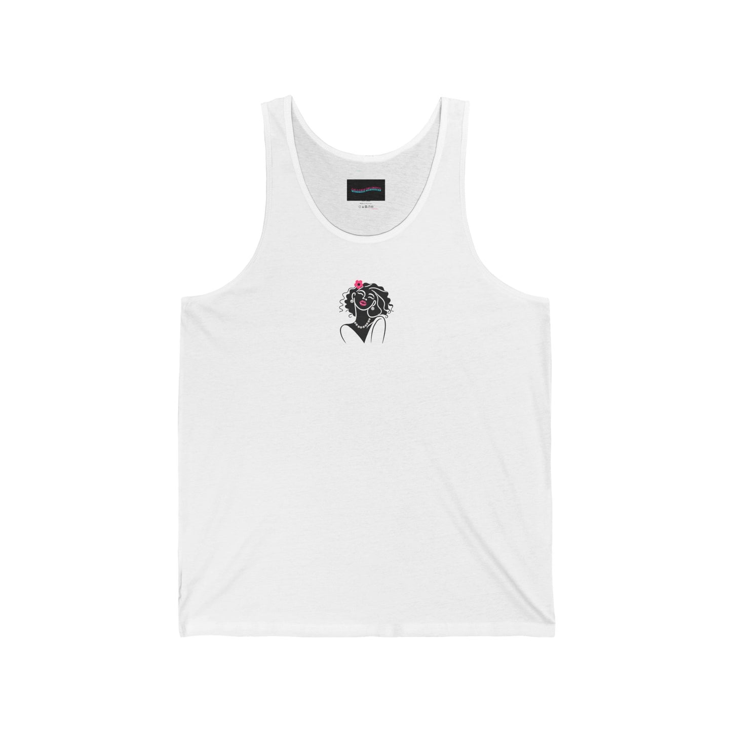 Pearls & Curls 2 | Pink Kiss White Jersey Tank