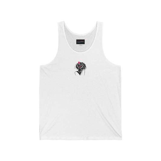 Pearls & Curls 2 | Pink Kiss White Jersey Tank