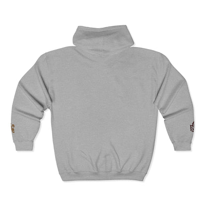 Harvest Haze | 'Cozy Season' Zip Hoodie — Autumn Coffee & Leaves Full-Zip Sweatshirt