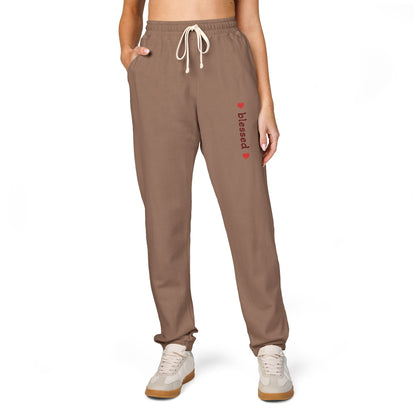Harvest Haze 8 | 'Blessed' Vertical Red Script Joggers