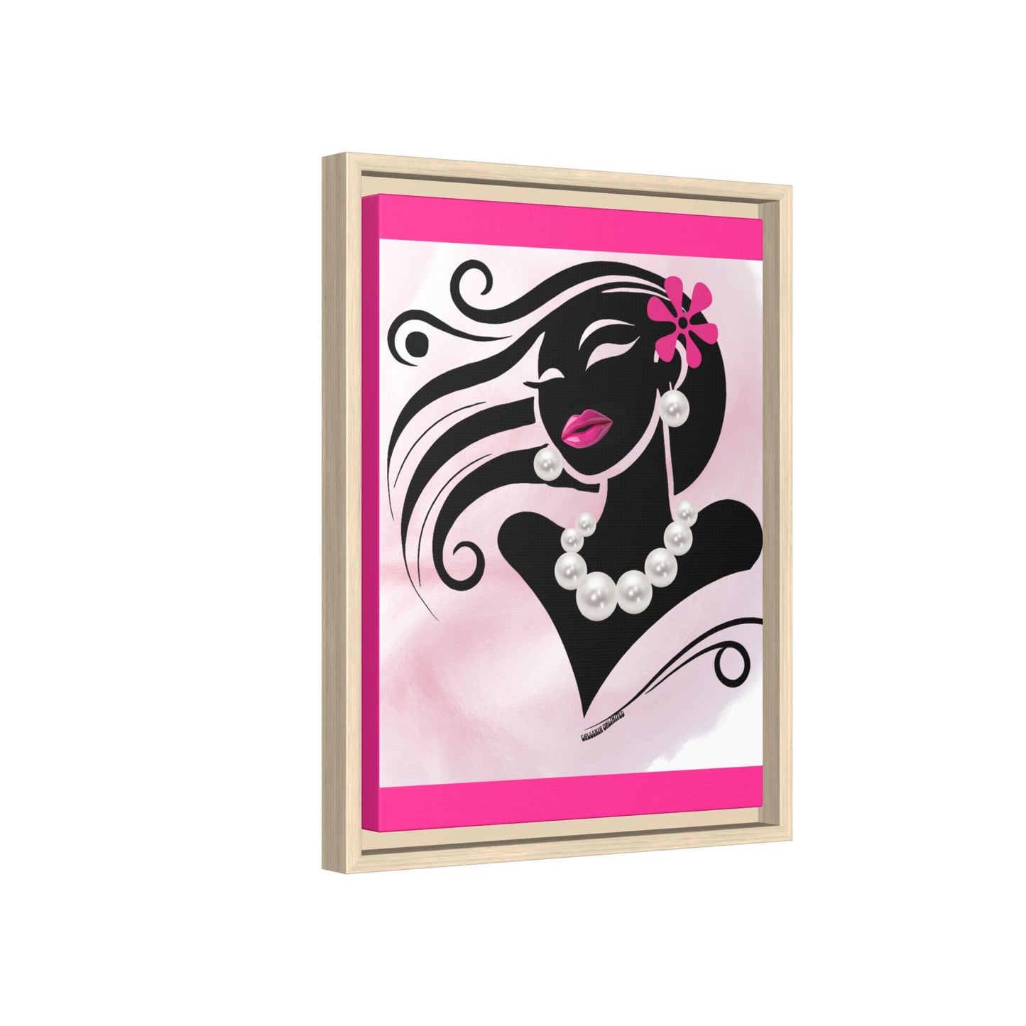 Pearls & Curls 6 | Candy Kiss Framed Matte Canvas Wall Art (black or white frame)