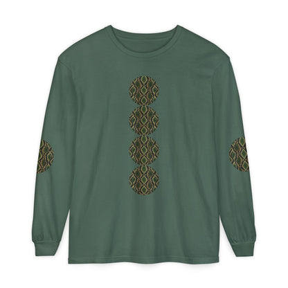 Snake | Olive Snakeskin Circle Patches Long Sleeve Tee (Elbow Accents), multiple shades