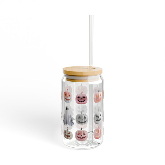 The Spooky Edit2 - Pink Jack O Lantern Sipper Glass, 16oz