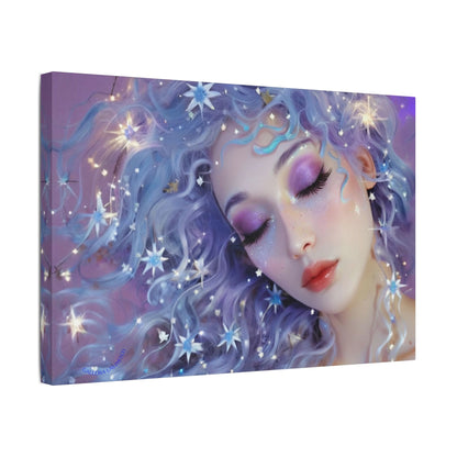 Winter Fantasy 5 | Celestial Maiden Slumber Satin Stretched Canvas Print