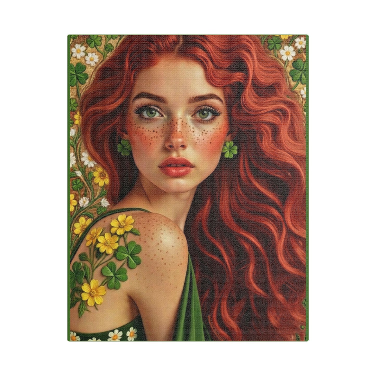 Clovers 5 | Shamrock Enchantress, Stretched Satin Canvas Print
