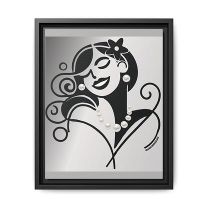 Pearls & Curls4 | Black and White - Framed Matte Canvas Art (black or white frame)
