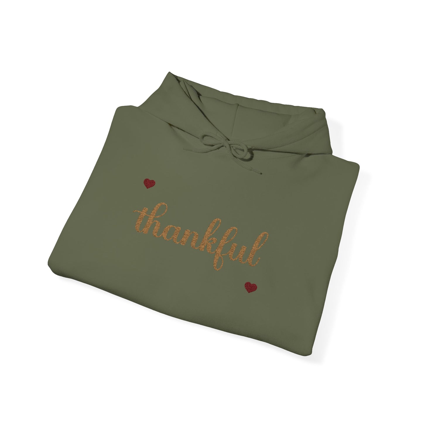 The Thankful Edit1 | Gold Embroidered Thankful Hoodie, maroon hearts (multiple colors)