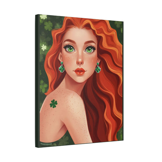 Clovers 1 | Emerald Whisper in Green, Stretched Satin Canvas Wall Art
