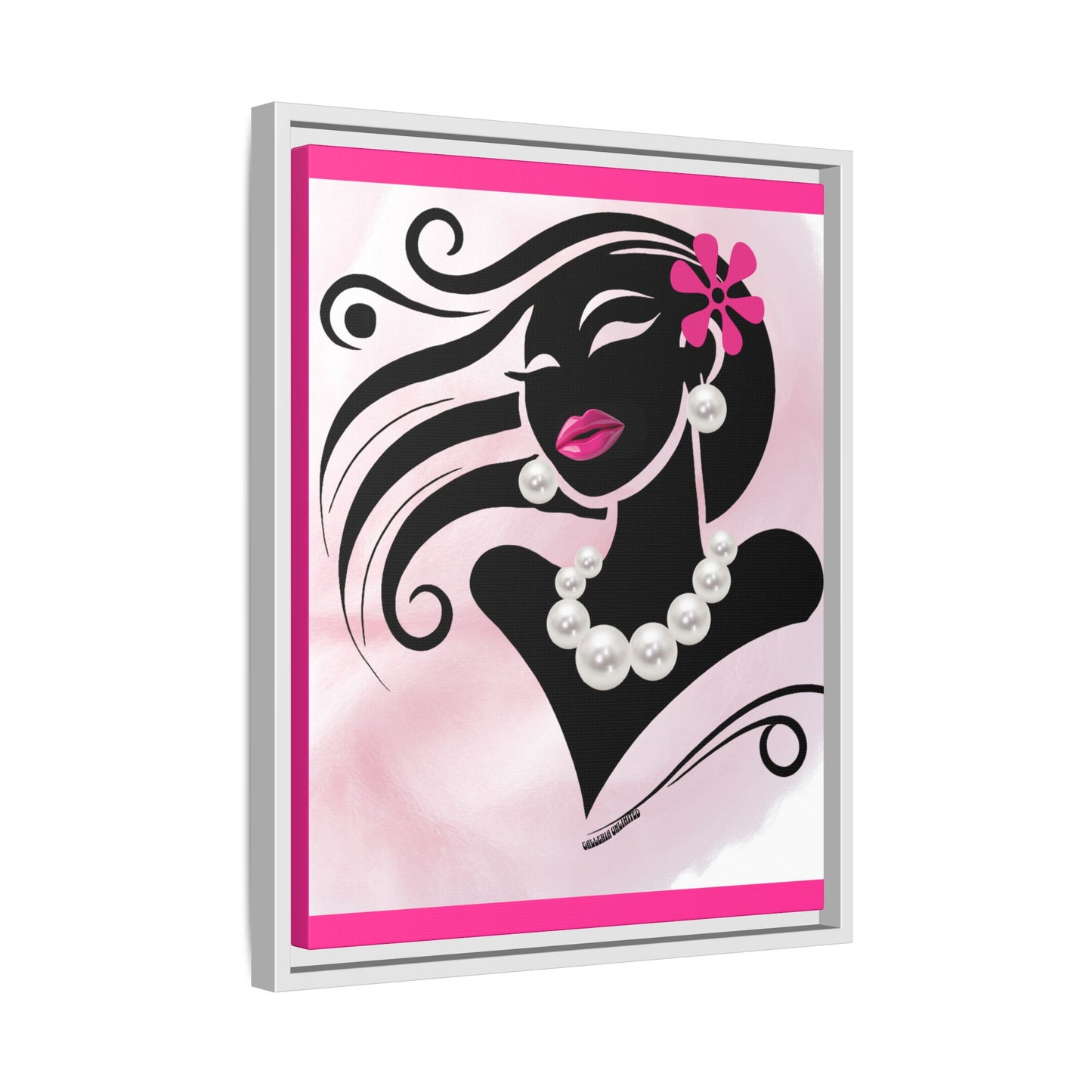 Pearls & Curls 6 | Candy Kiss Framed Matte Canvas Wall Art (black or white frame)