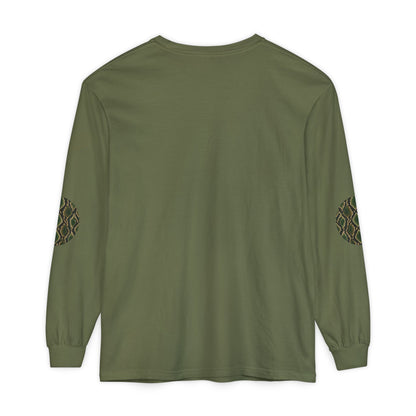 Snake | Olive Snakeskin Circle Patches Long Sleeve Tee (Elbow Accents), multiple shades