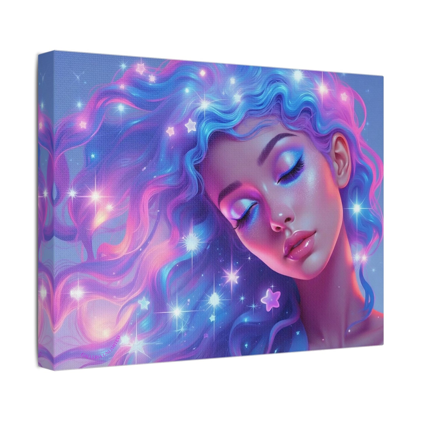 Winter Fantasy 3 | Dreamy Starry Muse Satin Stretched Canvas Print
