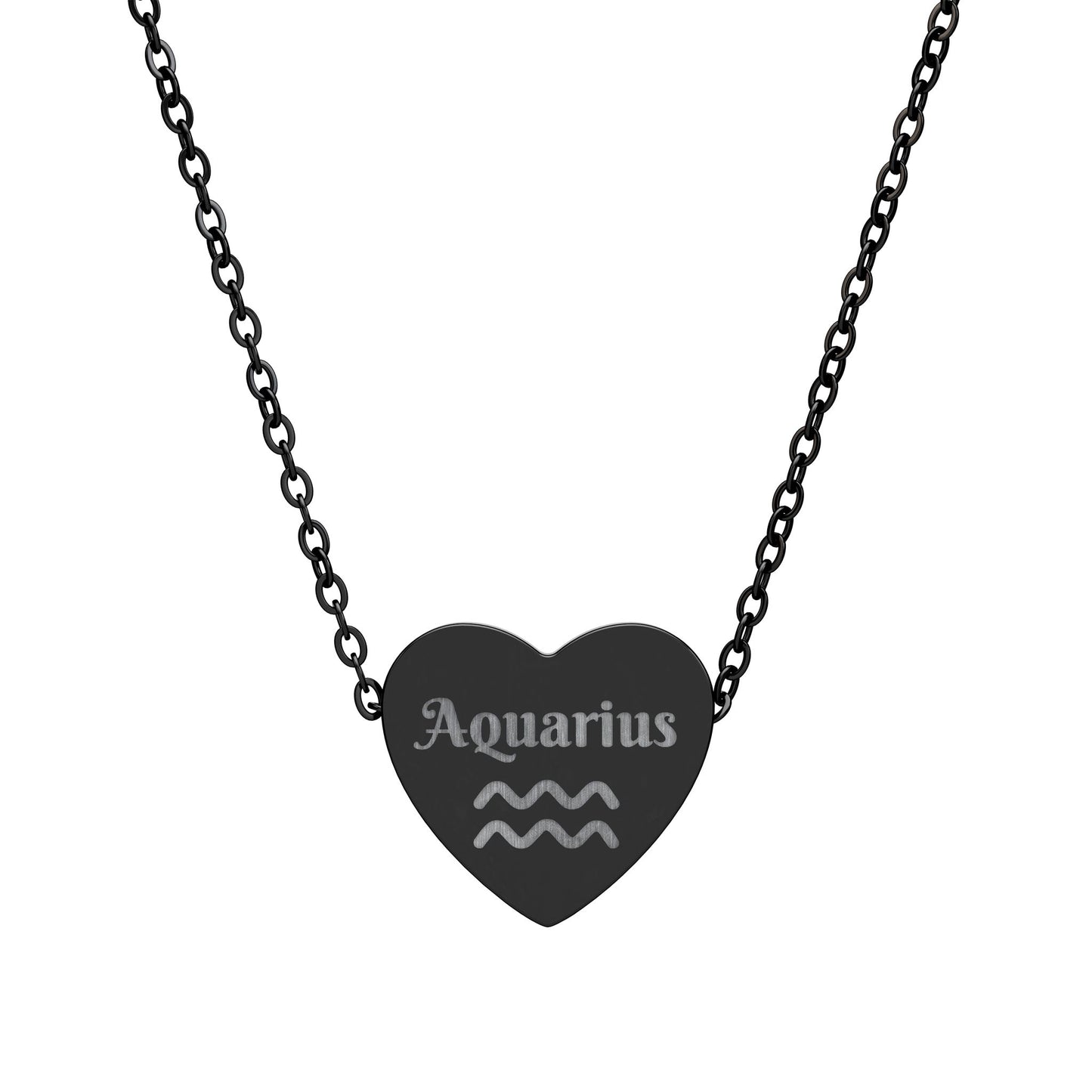 Aquarius | Heart Glyph Necklace (18K gold/rose gold, stainless steel, rainbow/black PVD coating)