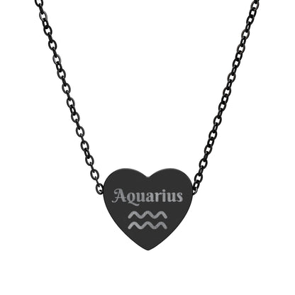 Aquarius | Heart Glyph Necklace (18K gold/rose gold, stainless steel, rainbow/black PVD coating)