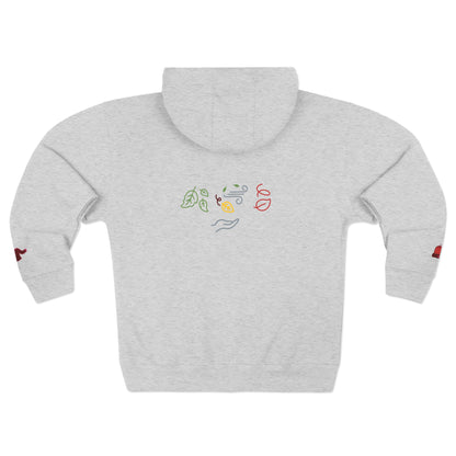 Harvest Haze 5 | 'Sweater Weather' Graphic Icon Zip Hoodie — Cozy Fall Hoodie with Autumn Icons