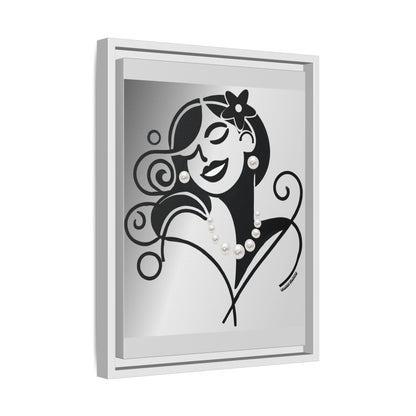 Pearls & Curls 4 | Black and White Framed Matte Canvas Wall Art (black or white frame)