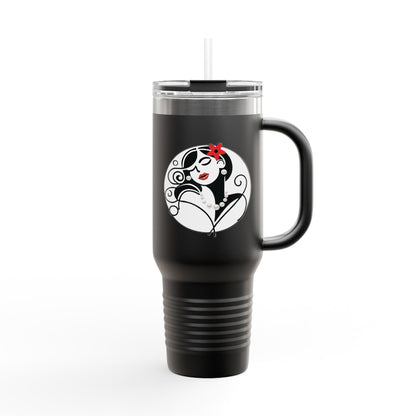 Pearls & Curls4 | Ruby Kiss - Insulated Travel Mug, 40oz (black, white, or red)
