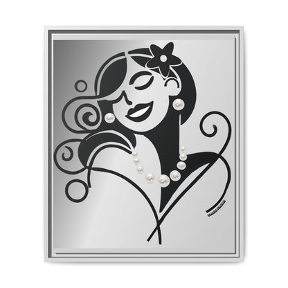 Pearls & Curls 4 | Black and White Framed Matte Canvas Wall Art (black or white frame)