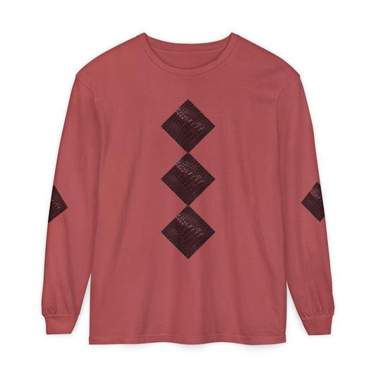 Alligator | Alligator Skin Circle Patches Long Sleeve Tee (Elbow Accents), multiple colors