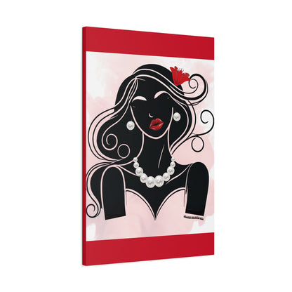 Pearls & Curls1 | Ruby Kiss Matte Canvas Print