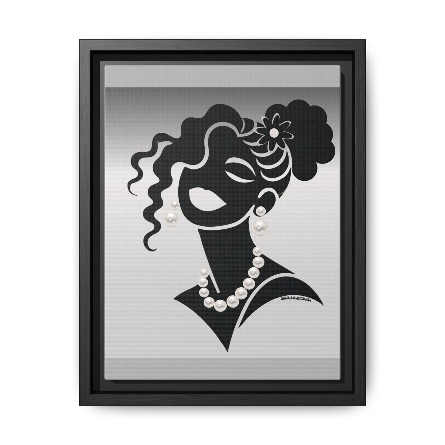 Pearls & Curls5 | Black and White - Framed Matte Canvas Art (black or white frame)