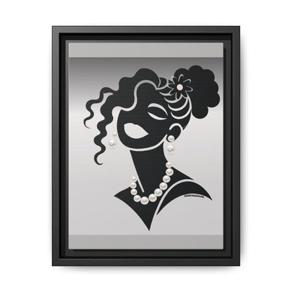 Pearls & Curls5 | Black and White - Framed Matte Canvas Art (black or white frame)