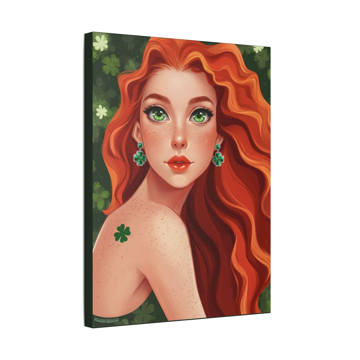 Clovers 1 | Emerald Whisper in Green, Stretched Satin Canvas Print