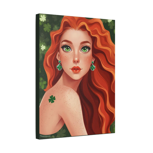 Clovers 1 | Emerald Whisper in Green, Stretched Satin Canvas Wall Art