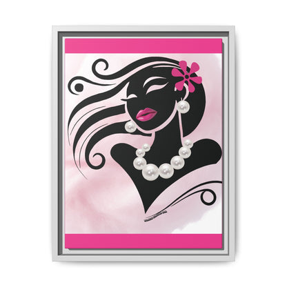 Pearls & Curls6 | Pink Pout - Framed Matte Canvas Art