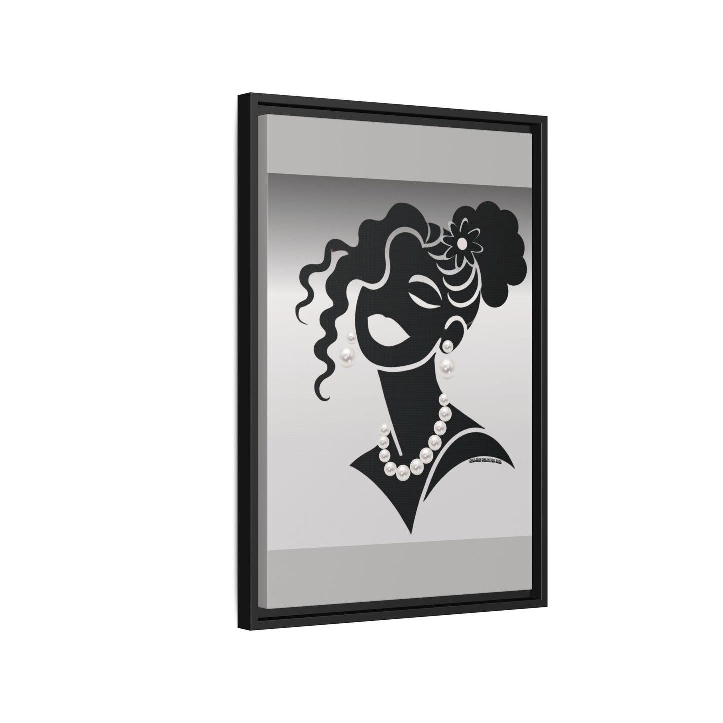 Pearls & Curls5 | Black and White - Framed Matte Canvas Art (black or white frame)