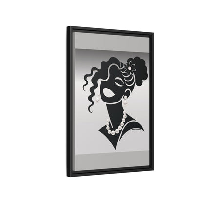 Pearls & Curls5 | Black and White - Framed Matte Canvas Art (black or white frame)