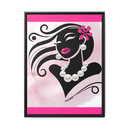 Pearls & Curls 6 | Candy Kiss Framed Matte Canvas Wall Art (black or white frame)