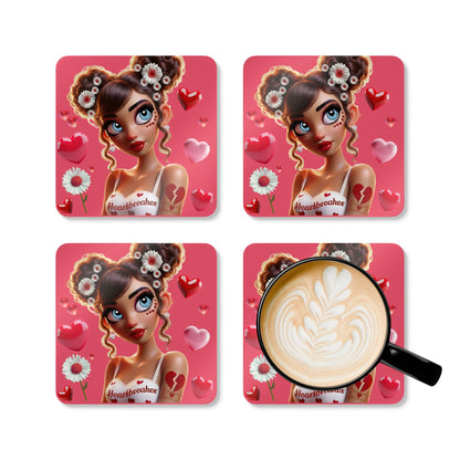 Heartbreaker 1 | Raspberry - Corkwood Coaster Set