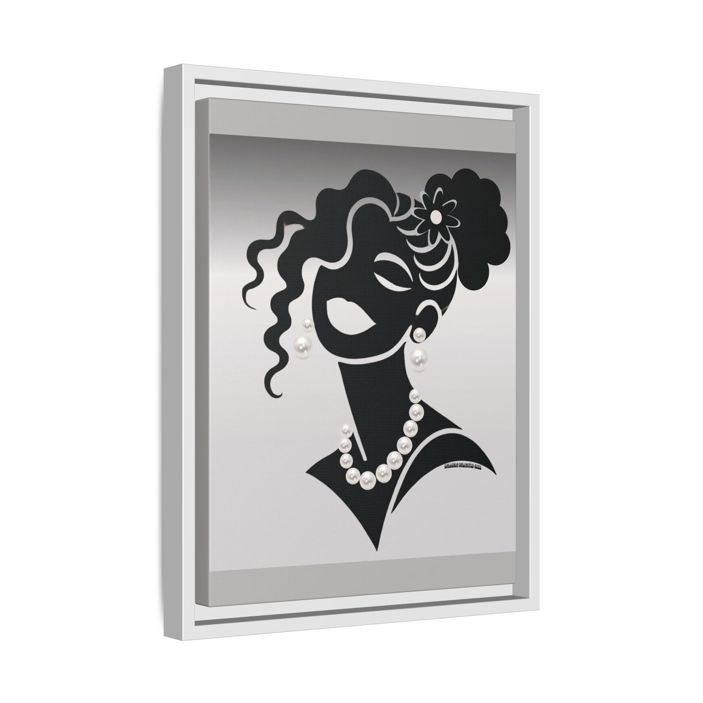 Pearls & Curls5 | Black and White - Framed Matte Canvas Art (black or white frame)
