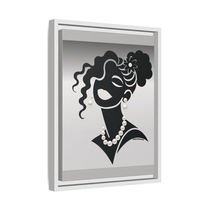 Pearls & Curls5 | Black and White - Framed Matte Canvas Art (black or white frame)