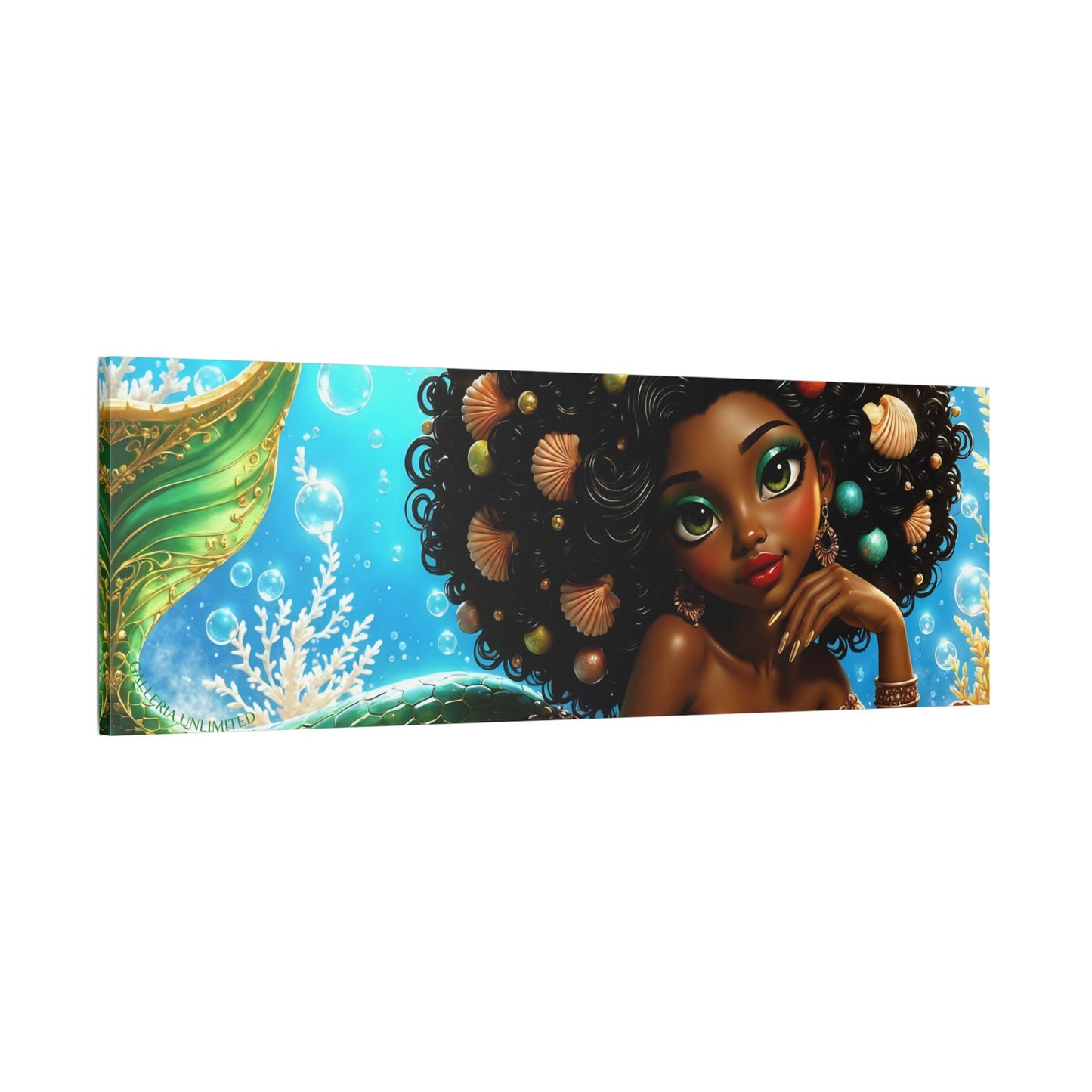 Sirens of the Gilded Sea | Blue Lagoon, Satin Stretched Canvas
