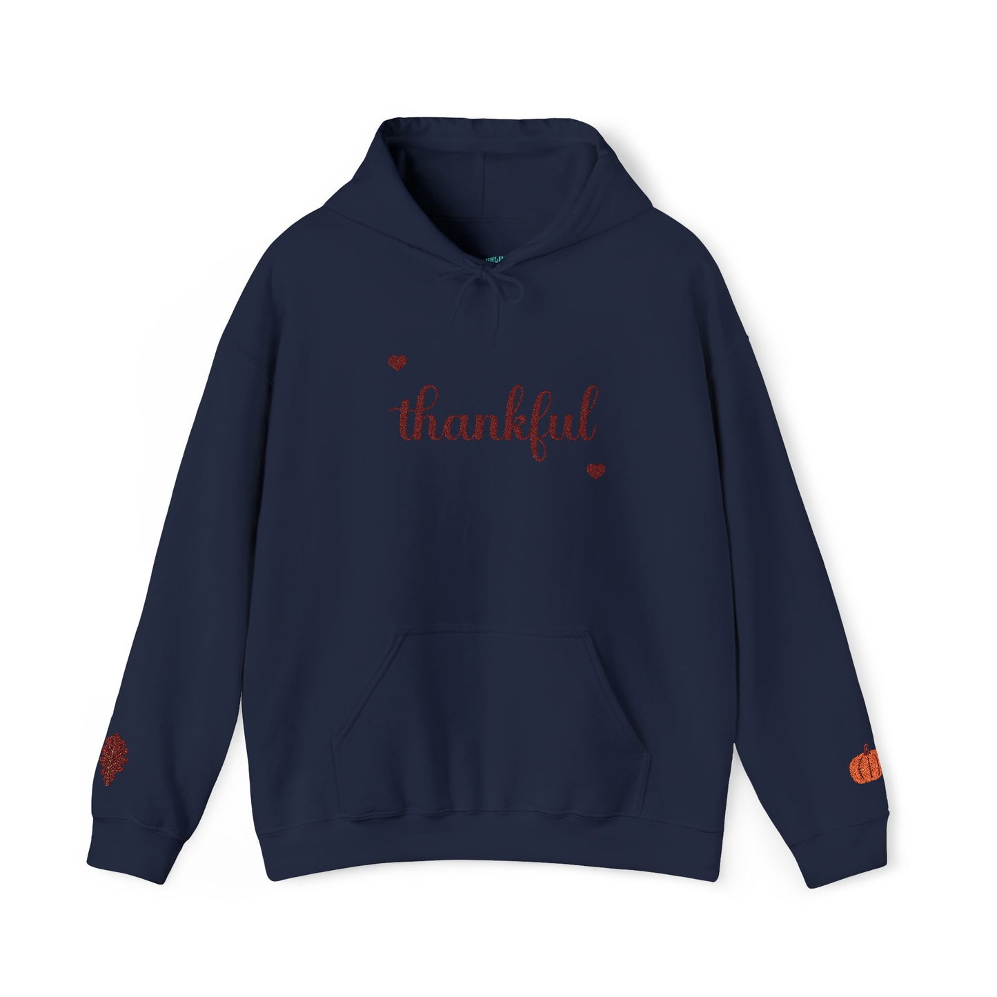 The Thankful Edit1 | Maroon Embroidered Thankful Hoodie, maroon hearts (multiple colors)
