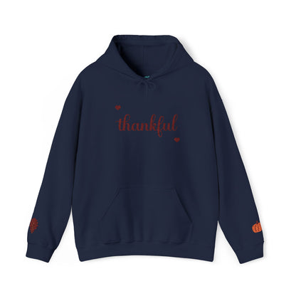 The Thankful Edit1 | Maroon Embroidered Thankful Hoodie, maroon hearts (multiple colors)