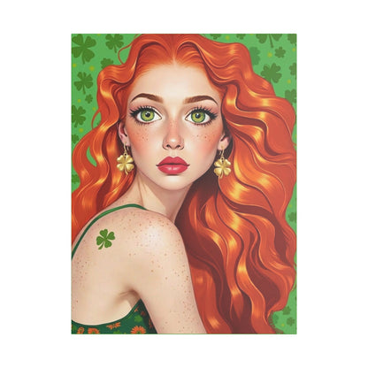Clovers 4 | Shamrock Goddess, Stretched Satin Canvas Print