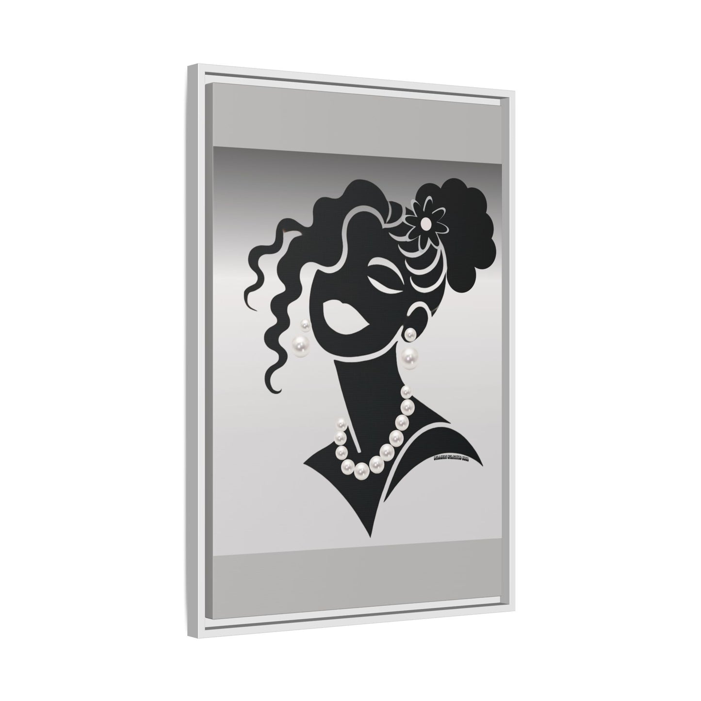 Pearls & Curls5 | Black and White - Framed Matte Canvas Art (black or white frame)