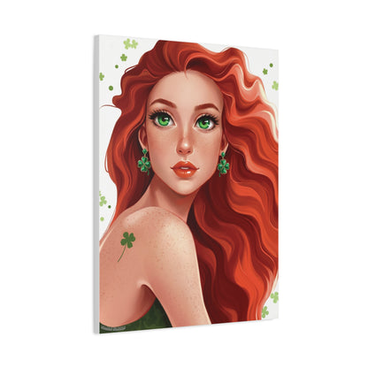 Clovers 1 | Emerald Whisper in White, Matte Canvas Print