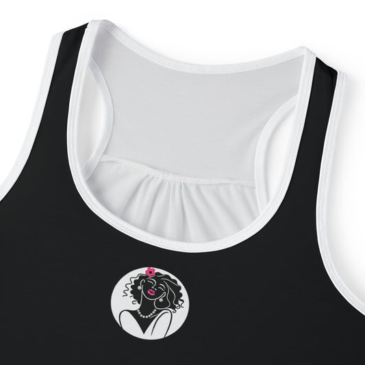 Pearls & Curls2 | Black - Pink Pout Ringer Tank (black or white trim)