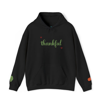 The Thankful Edit1 | Light Green Embroidered Thankful Hoodie, maroon hearts (multiple colors)
